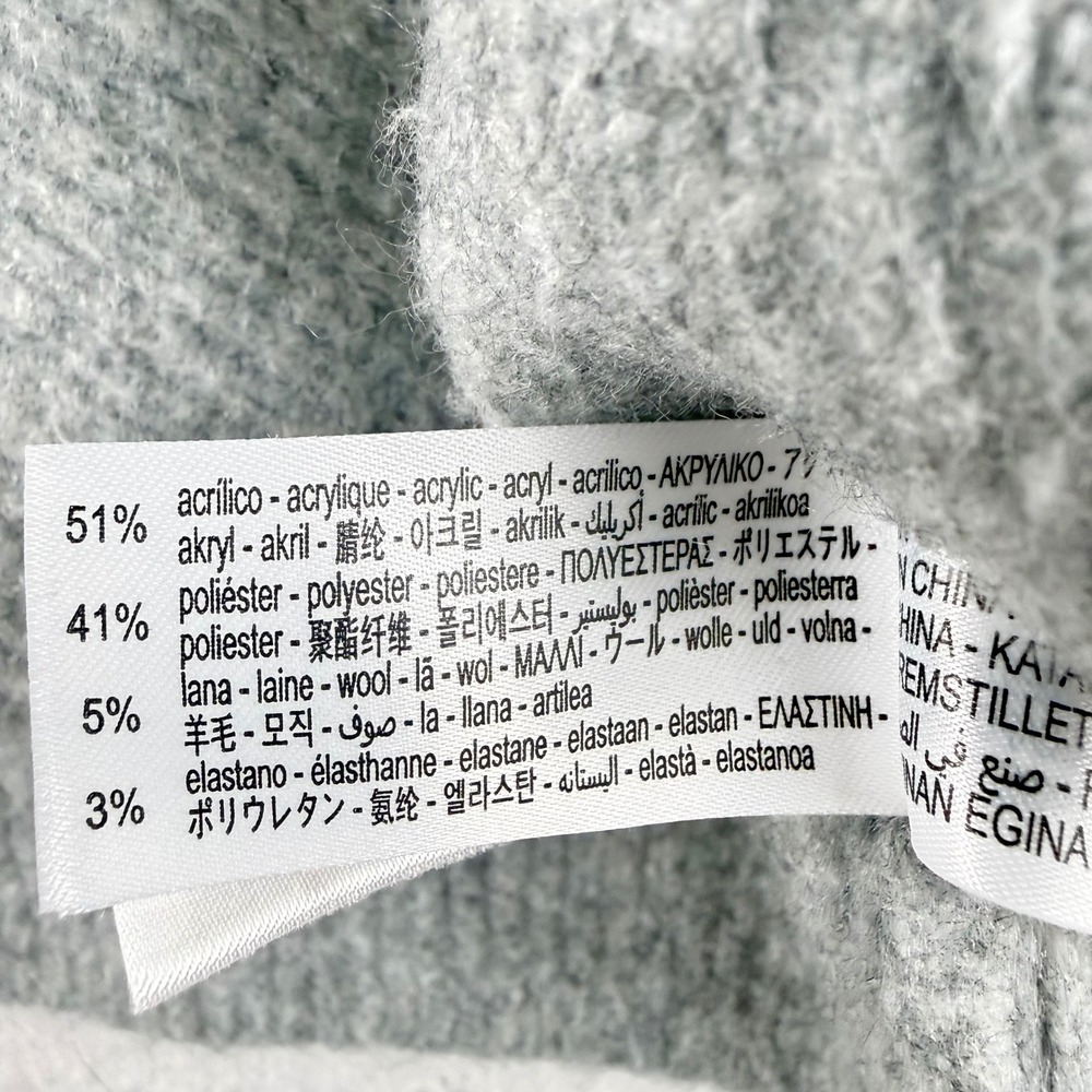 Zara Womens Large Heather Gray Cropped Knit Sweater Crew Neck Long Sleeve Ribbed - Picture 5 of 6